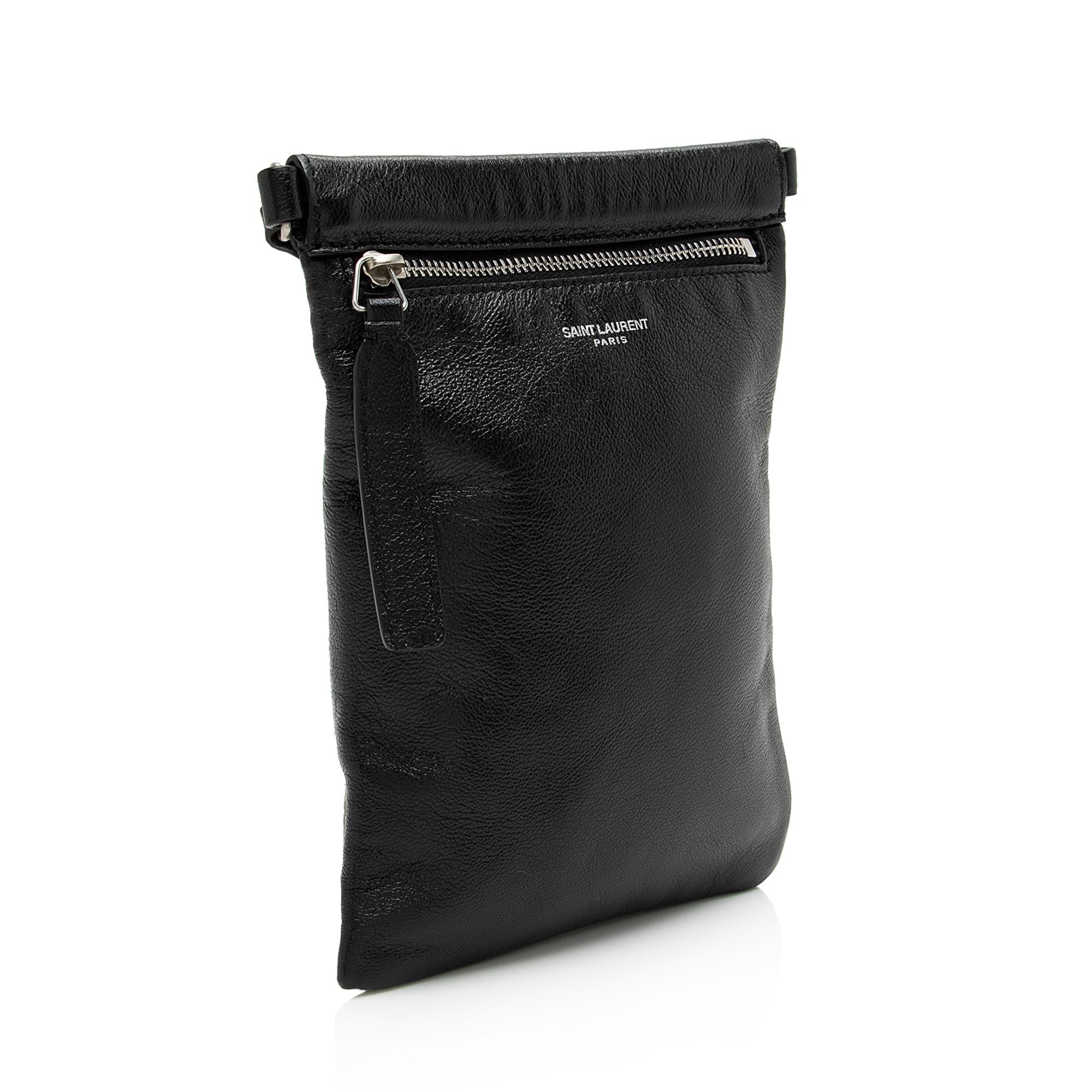Saint Laurent Lambskin Sid Flat Crossbody Bag (SHF-PDqg2e)