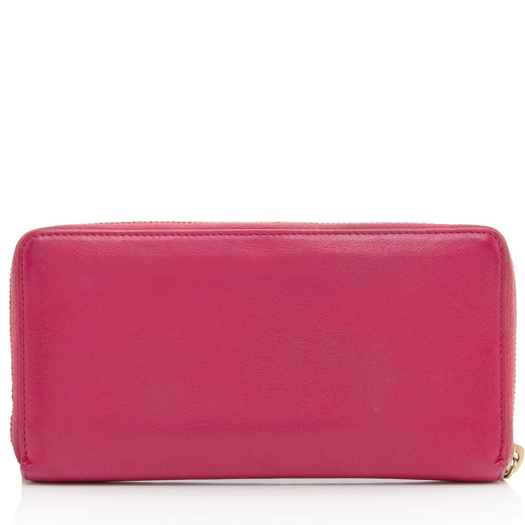 Saint Laurent Leather Monogram Belle du Jour Zip Around Wallet (SHF-agqKCo)