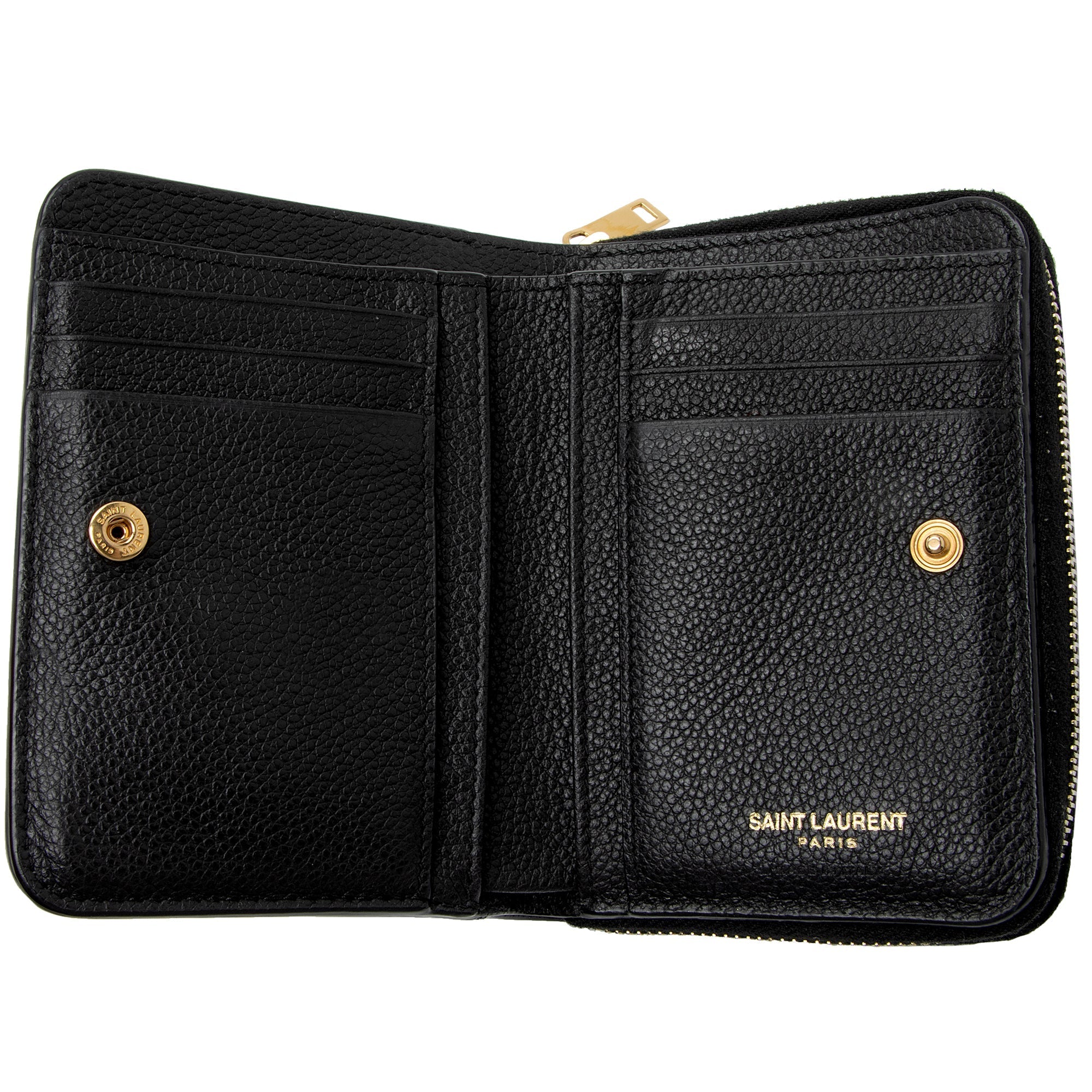 Saint Laurent Leather Monogram Compact Bi-Fold Wallet (SHF-EywM9H)