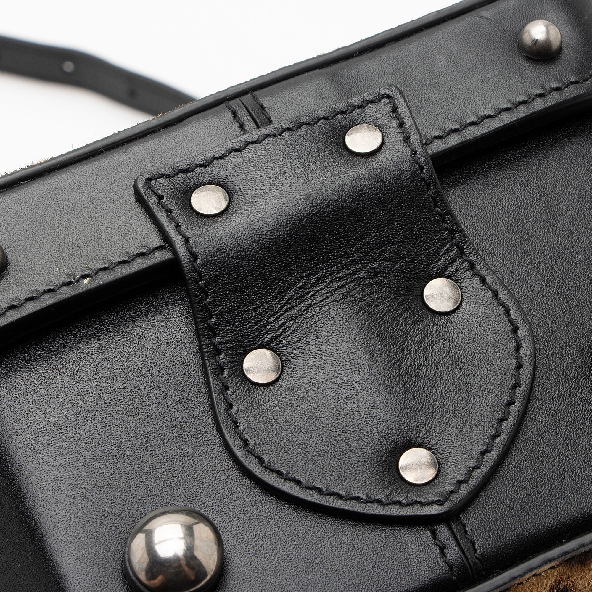 Saint Laurent Leather Ponyhair Leopard Print Mica Hatbox Small Crossbody Bag (SHF-LTfquL)
