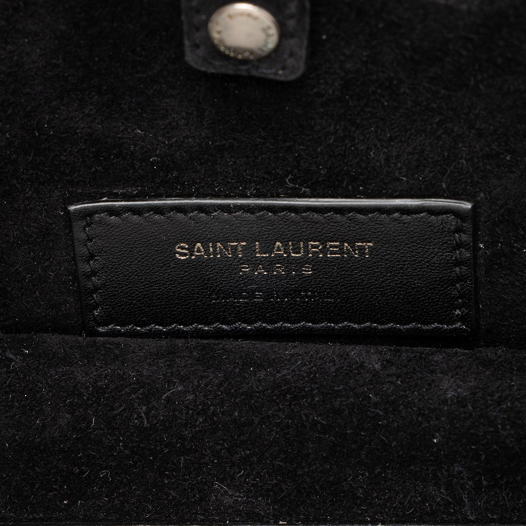 Saint Laurent Leather Ponyhair Leopard Print Mica Hatbox Small Crossbody Bag (SHF-LTfquL)