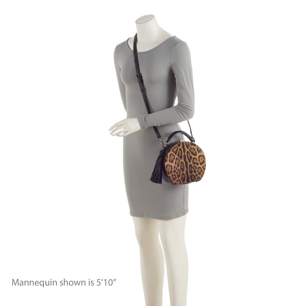 Saint Laurent Leather Ponyhair Leopard Print Mica Hatbox Small Crossbody Bag (SHF-LTfquL)