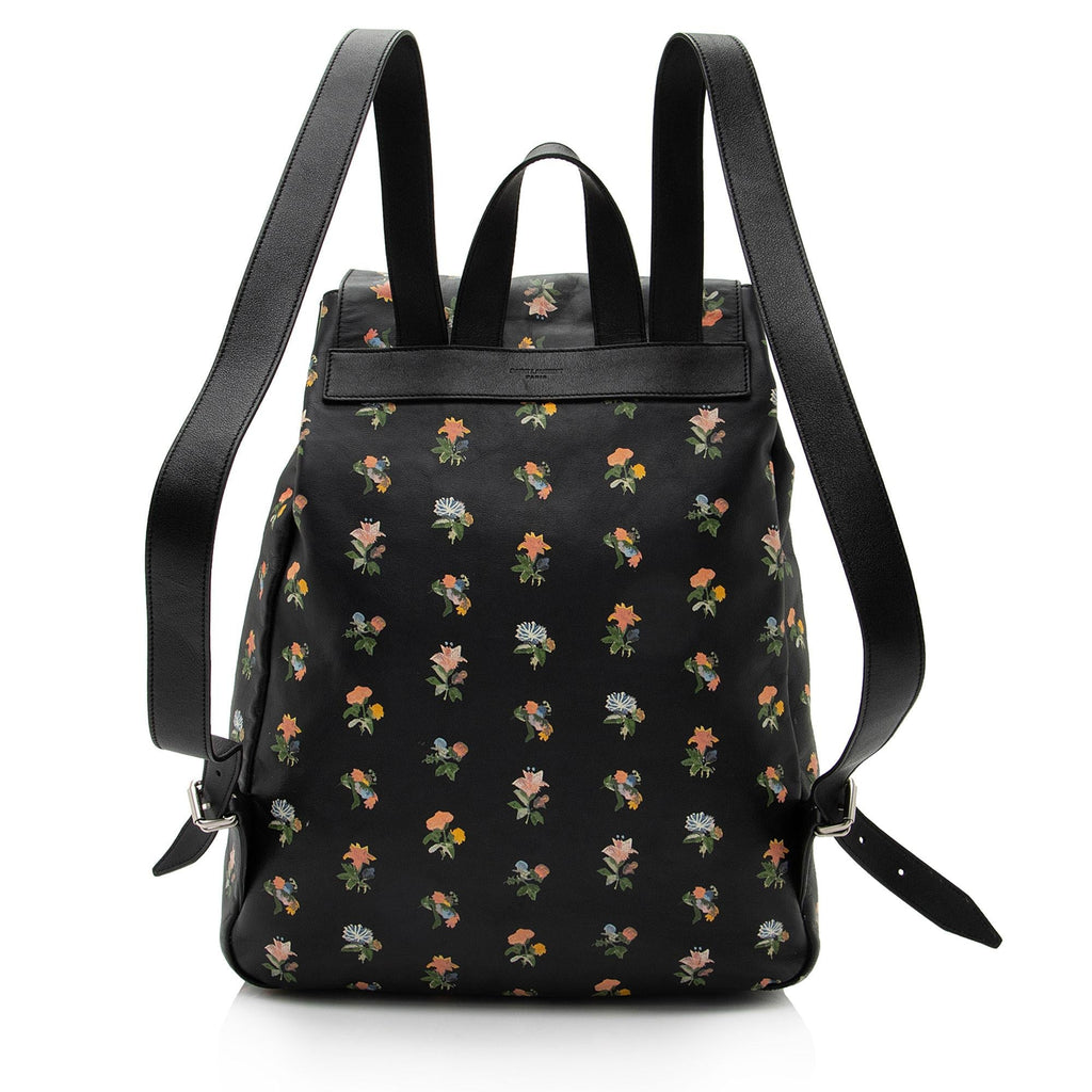Saint Laurent Leather Prairie Floral Festival Backpack (SHF-VN9m0q)