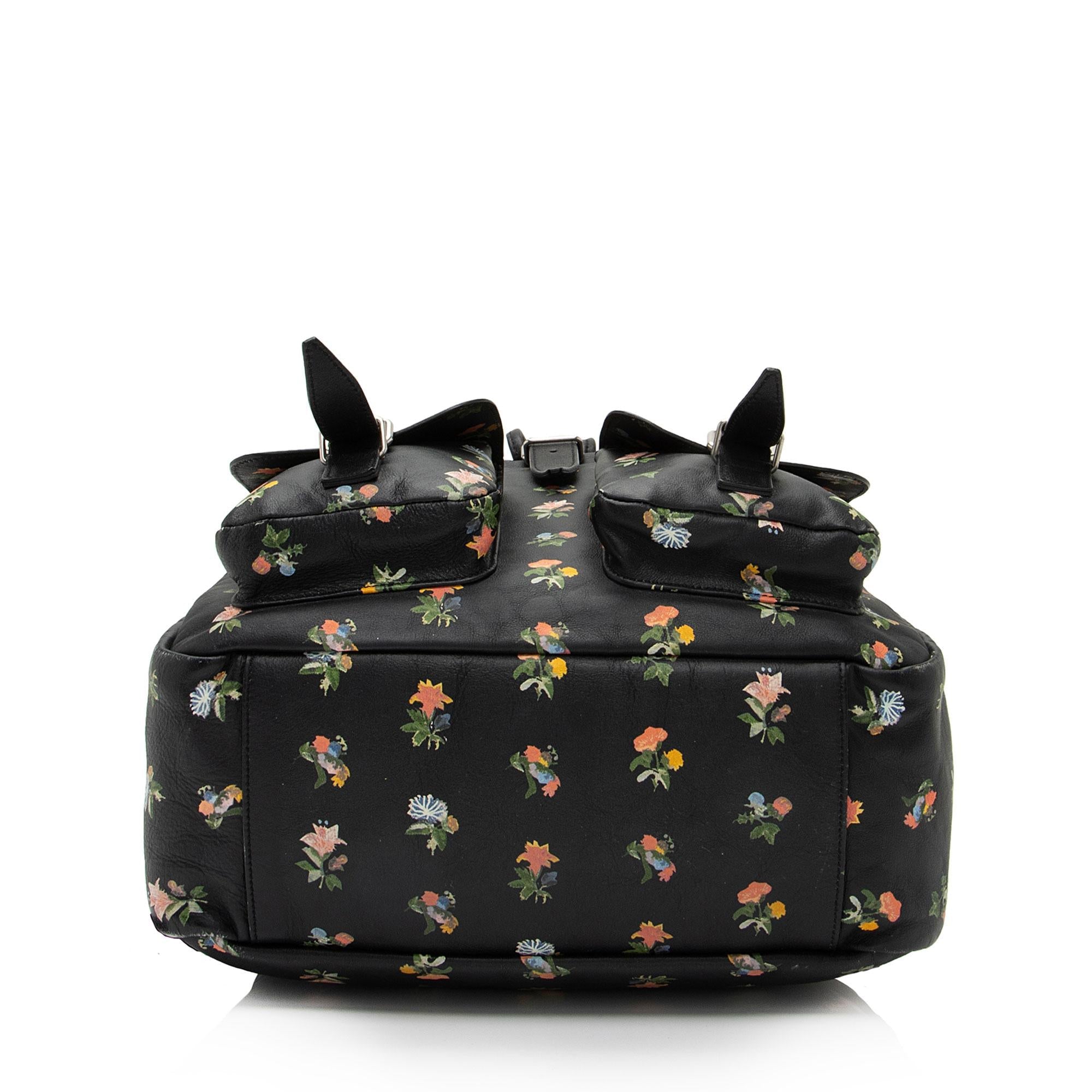 Saint Laurent Leather Prairie Floral Festival Backpack (SHF-VN9m0q)