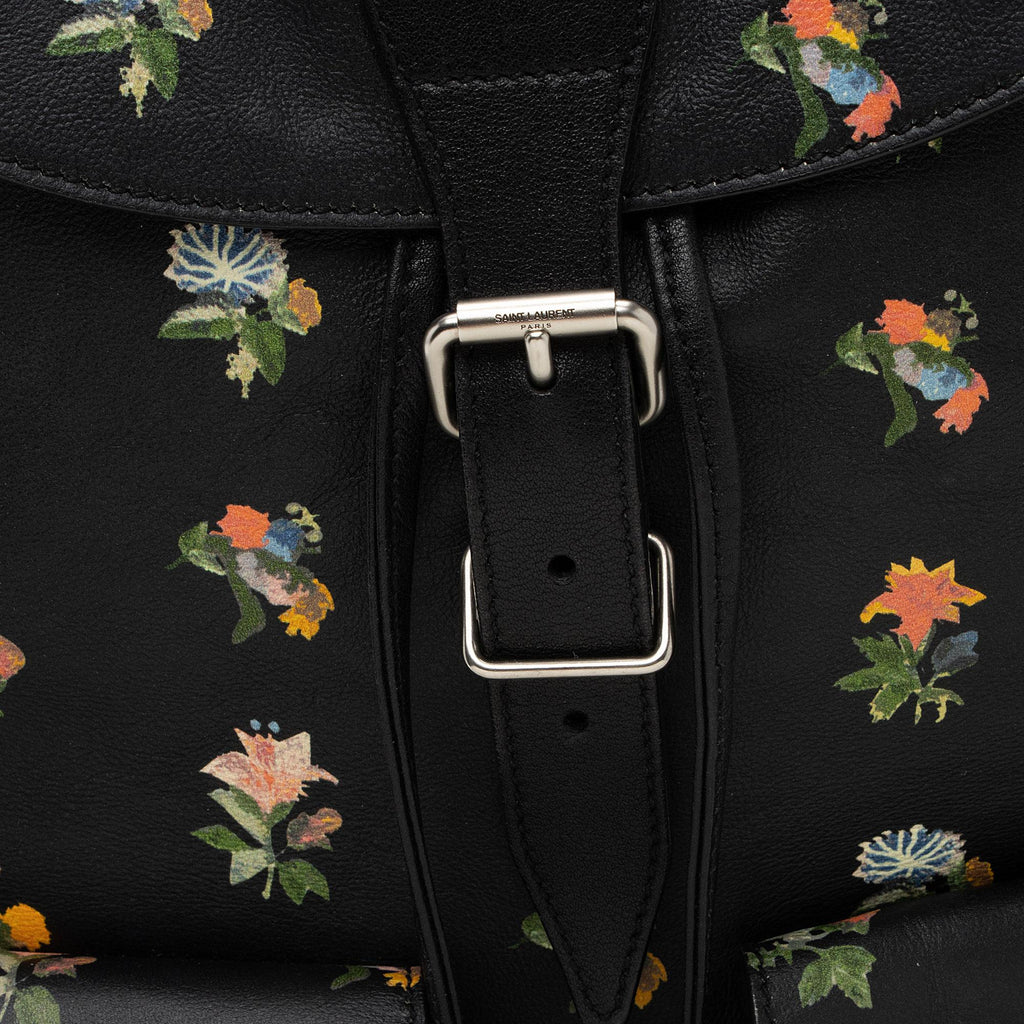 Saint Laurent Leather Prairie Floral Festival Backpack (SHF-VN9m0q)