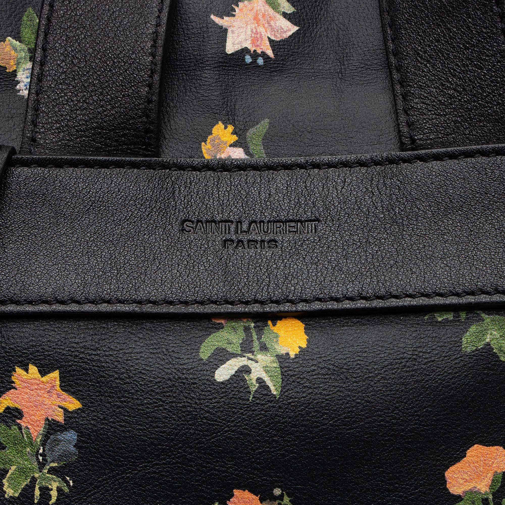 Saint Laurent Leather Prairie Floral Festival Backpack (SHF-VN9m0q)