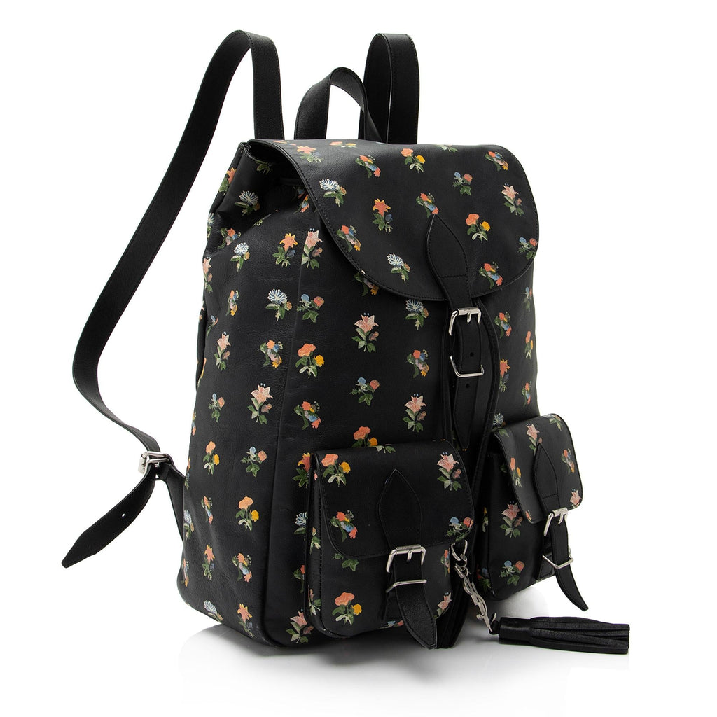 Saint Laurent Leather Prairie Floral Festival Backpack (SHF-VN9m0q)