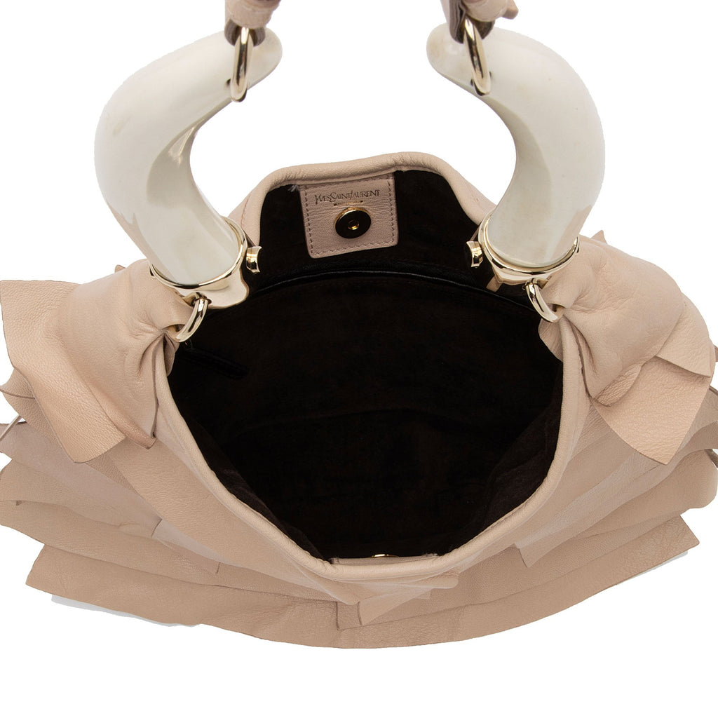 Saint Laurent Leather Ruffle St. Tropez Mombasa Hobo (SHF-fzGBZY)