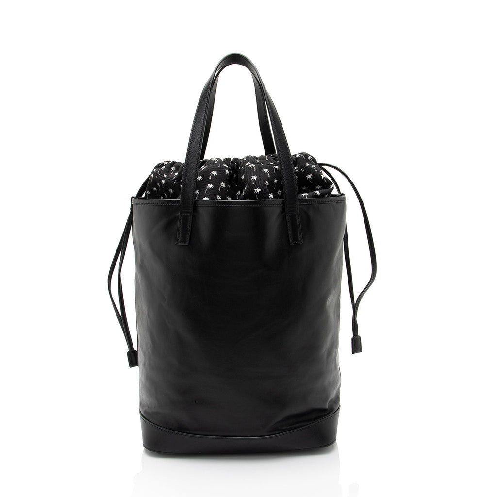 Saint Laurent Leather Teddy Large Bucket Bag (SHF-s2ALK4)