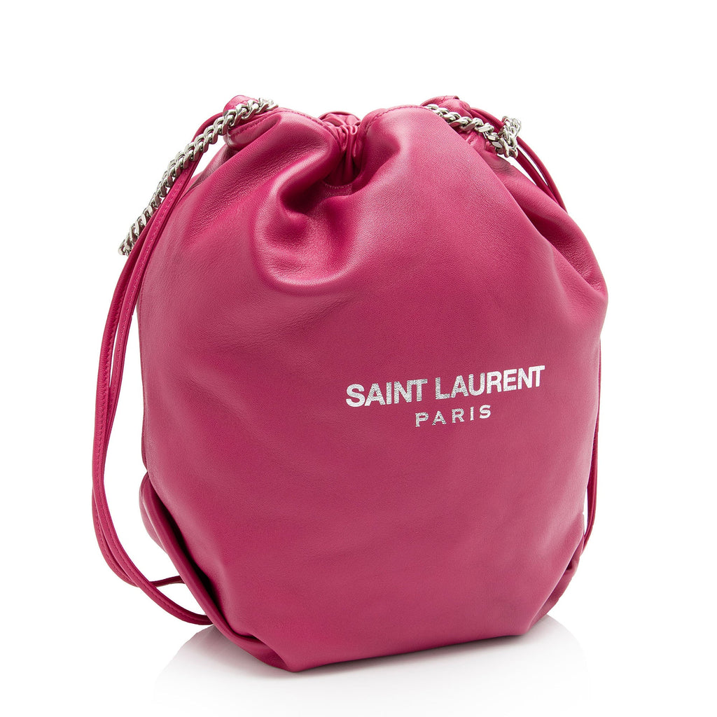 Saint Laurent Leather Teddy Small Bucket Bag (SHF-xicq3g)