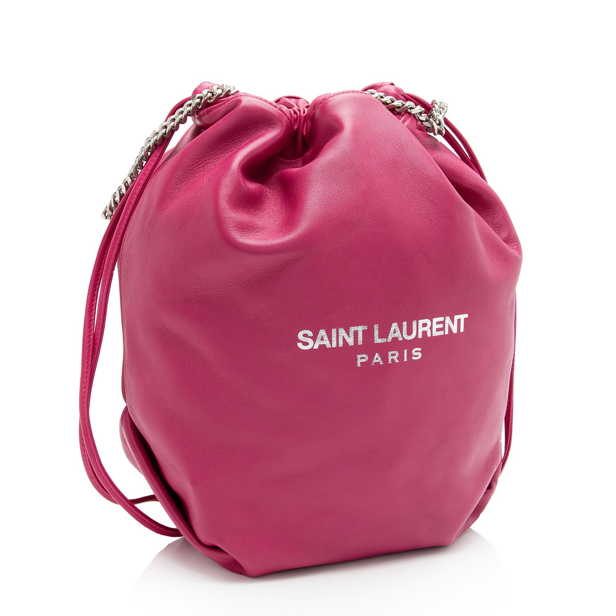 Saint Laurent Leather Teddy Small Bucket Bag (SHF-xicq3g)