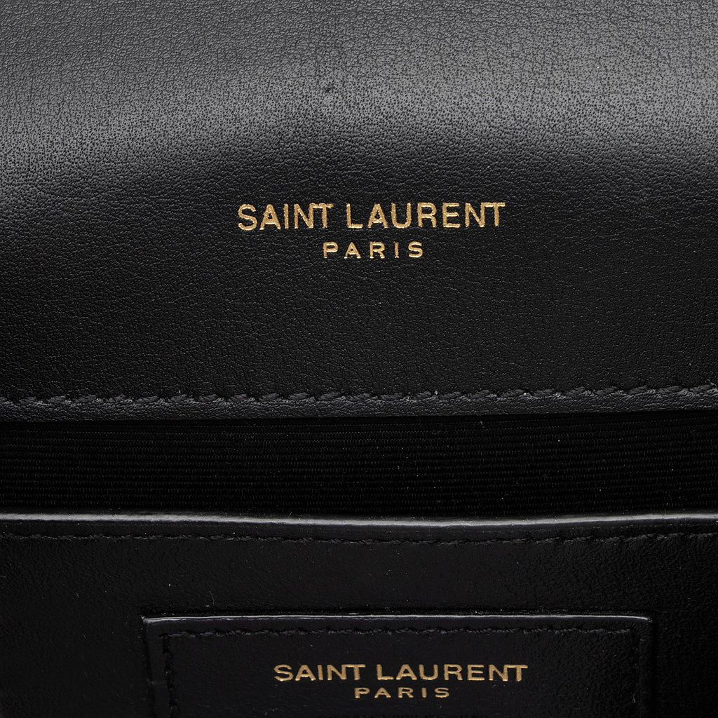 Saint Laurent Leopard Heart Print Leather Monogram Kate Chain Small Shoulder Bag (SHF-Z47rYb)