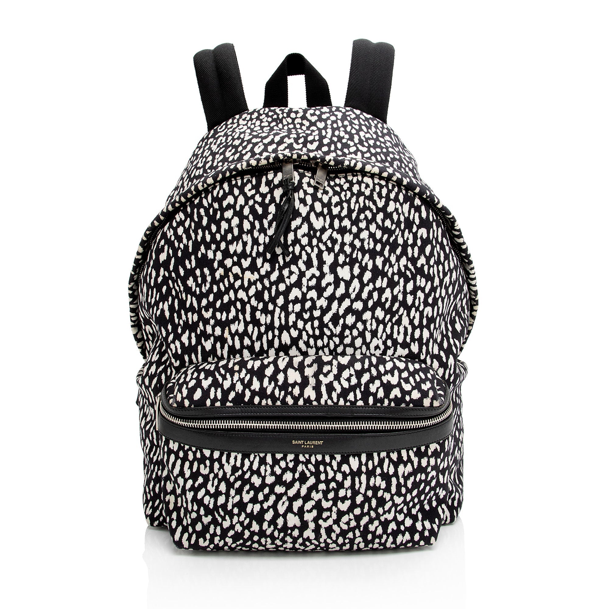 Saint Laurent Leopard Print Canvas City Backpack (SHF-lc0KDV)