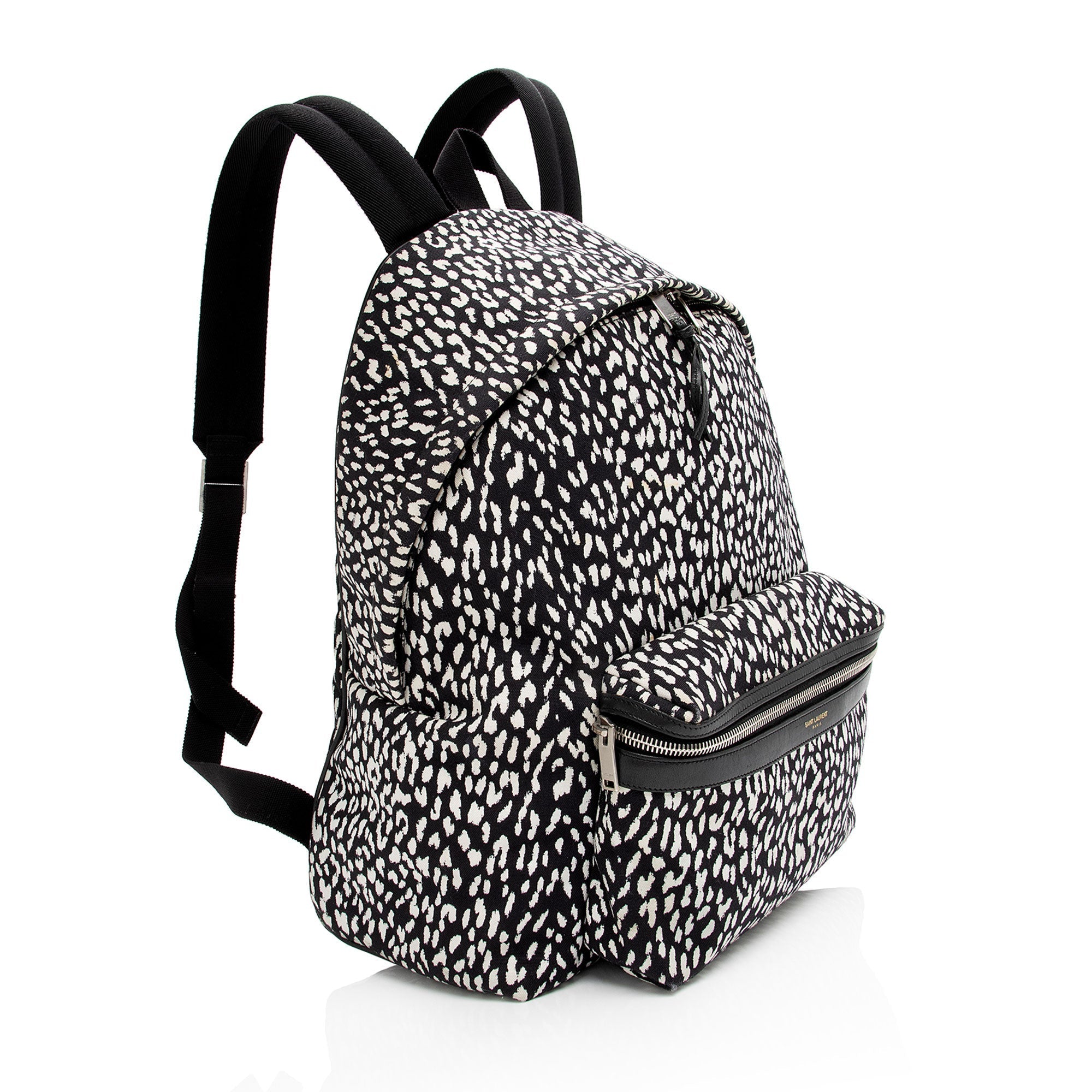 Saint Laurent Leopard Print Canvas City Backpack (SHF-lc0KDV)