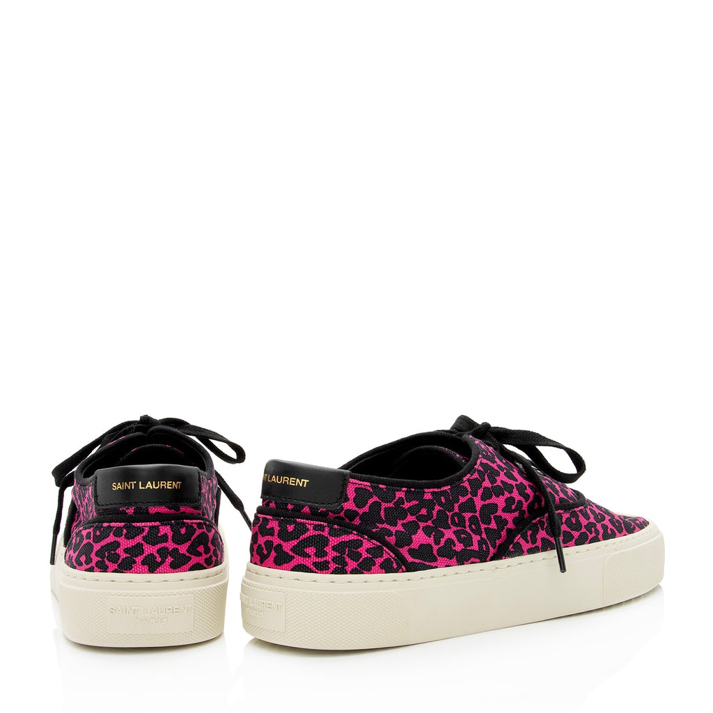 Saint Laurent Leopard Print Canvas Low Top Sneakers - Size 7 / 37 (SHF-Z2qqxw)
