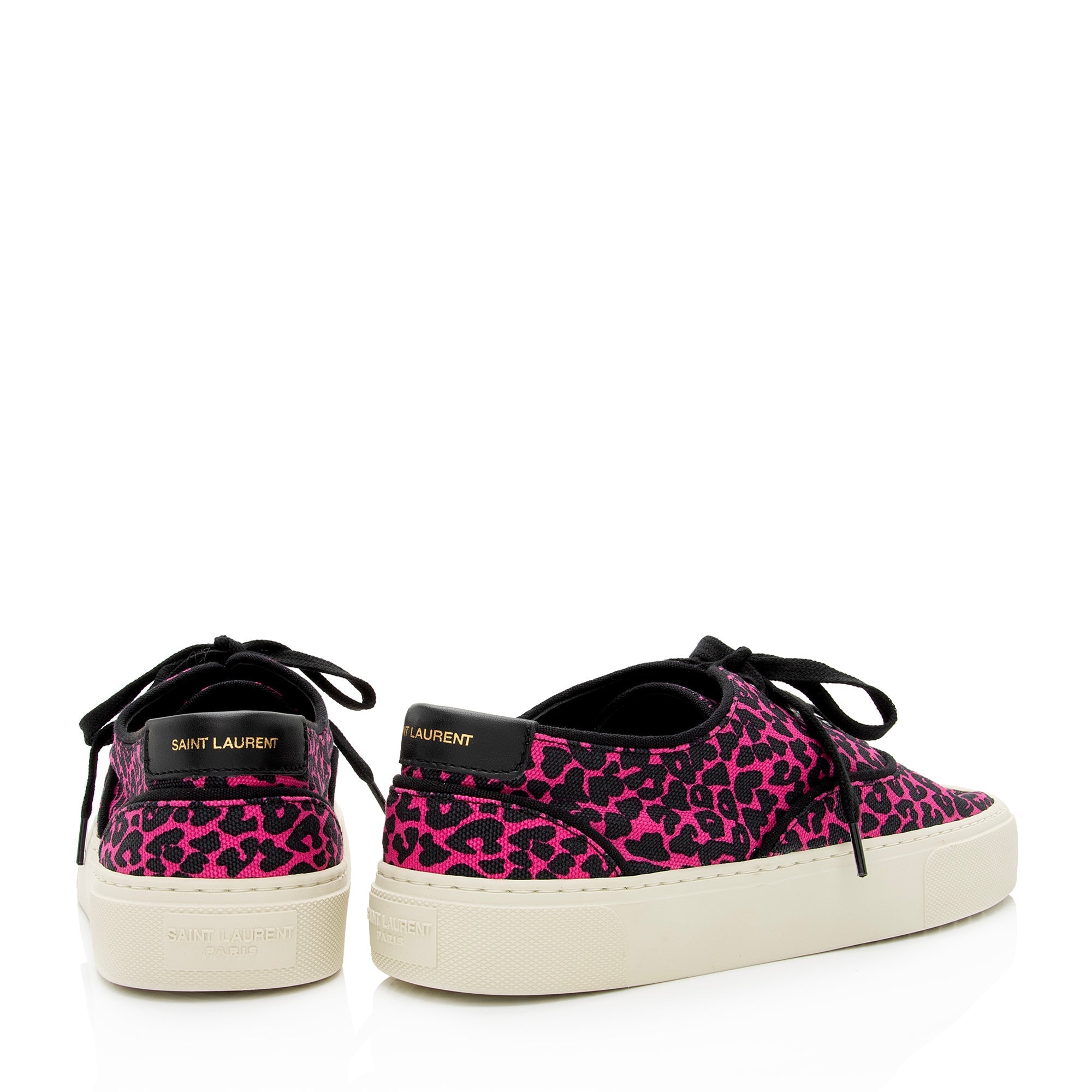 Saint Laurent Leopard Print Canvas Low Top Sneakers - Size 7 / 37 (SHF-Z2qqxw)