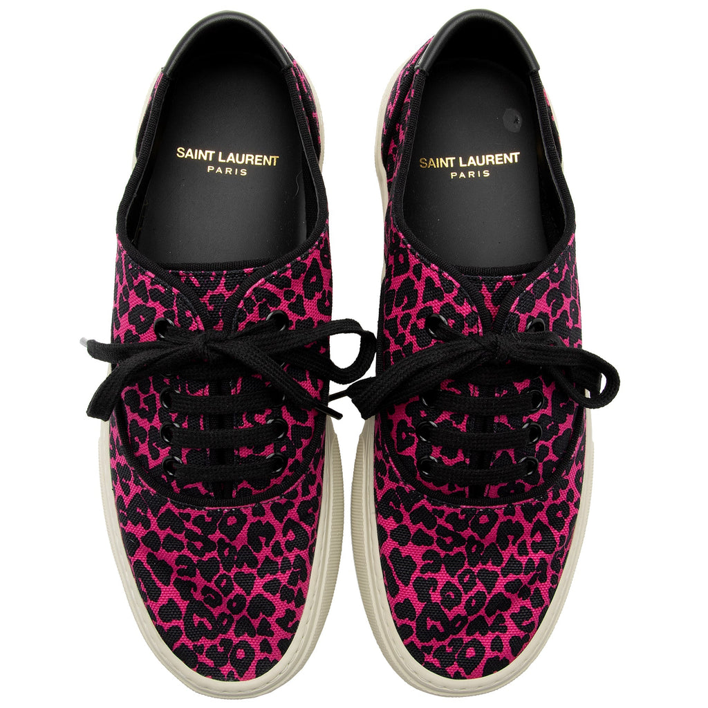 Saint Laurent Leopard Print Canvas Low Top Sneakers - Size 7 / 37 (SHF-Z2qqxw)