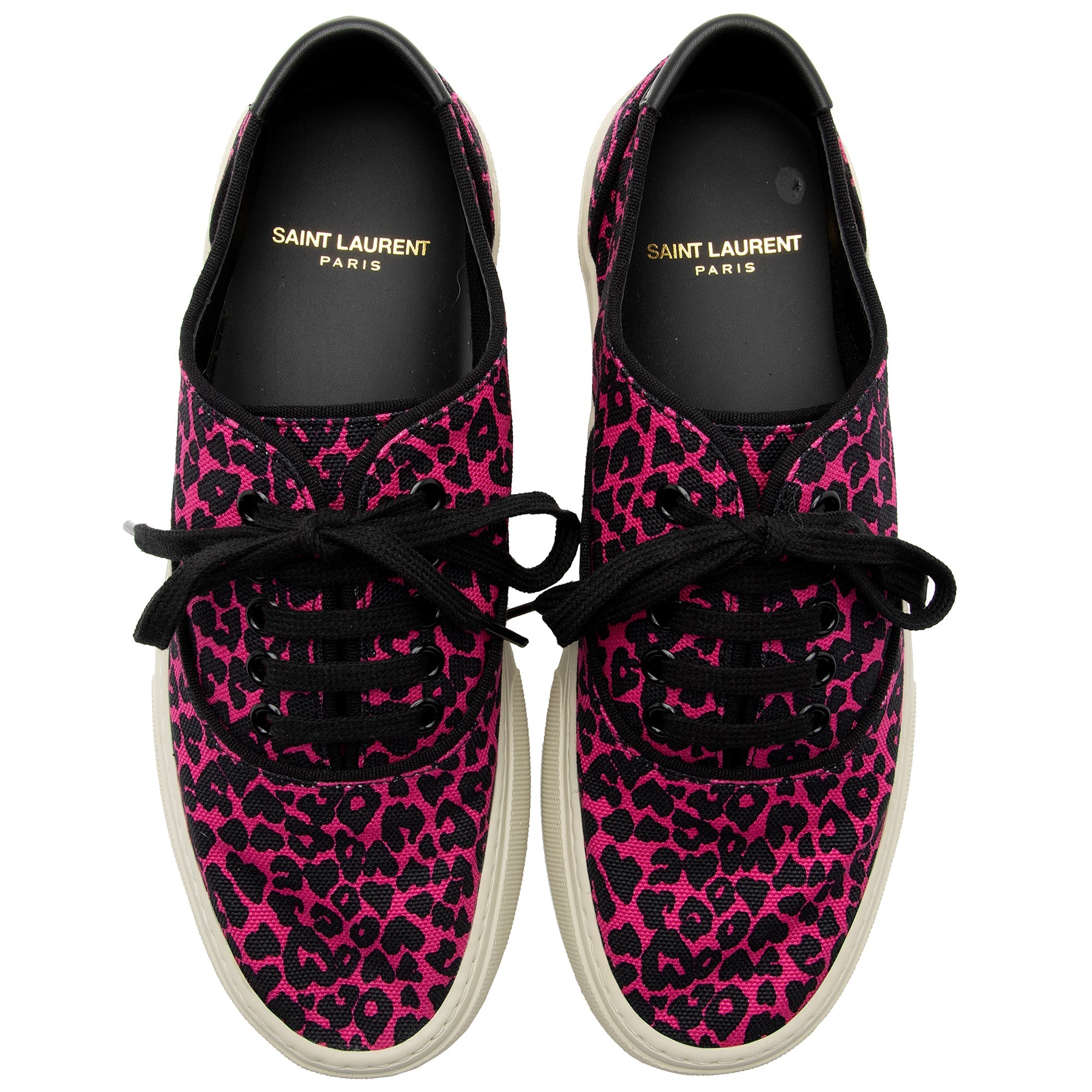 Saint Laurent Leopard Print Canvas Low Top Sneakers - Size 7 / 37 (SHF-Z2qqxw)