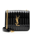 Saint Laurent Matalasse Patent Leather Monogram Vicky Large Shoulder Bag (SHF-zhdP3r)