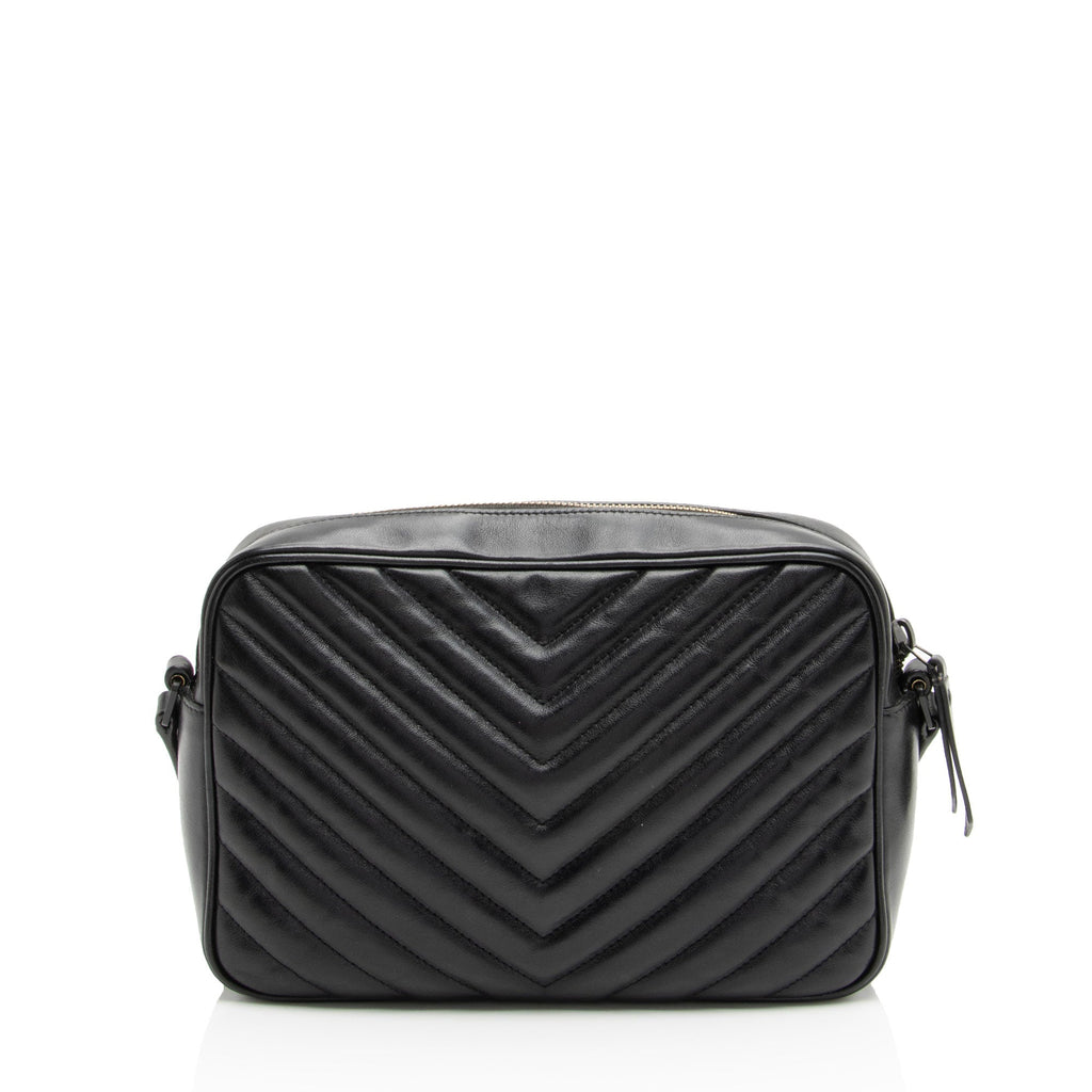 Saint Laurent Matelasse Calfskin Matte Black Monogram Lou Camera Bag (SHF-APSLqT)