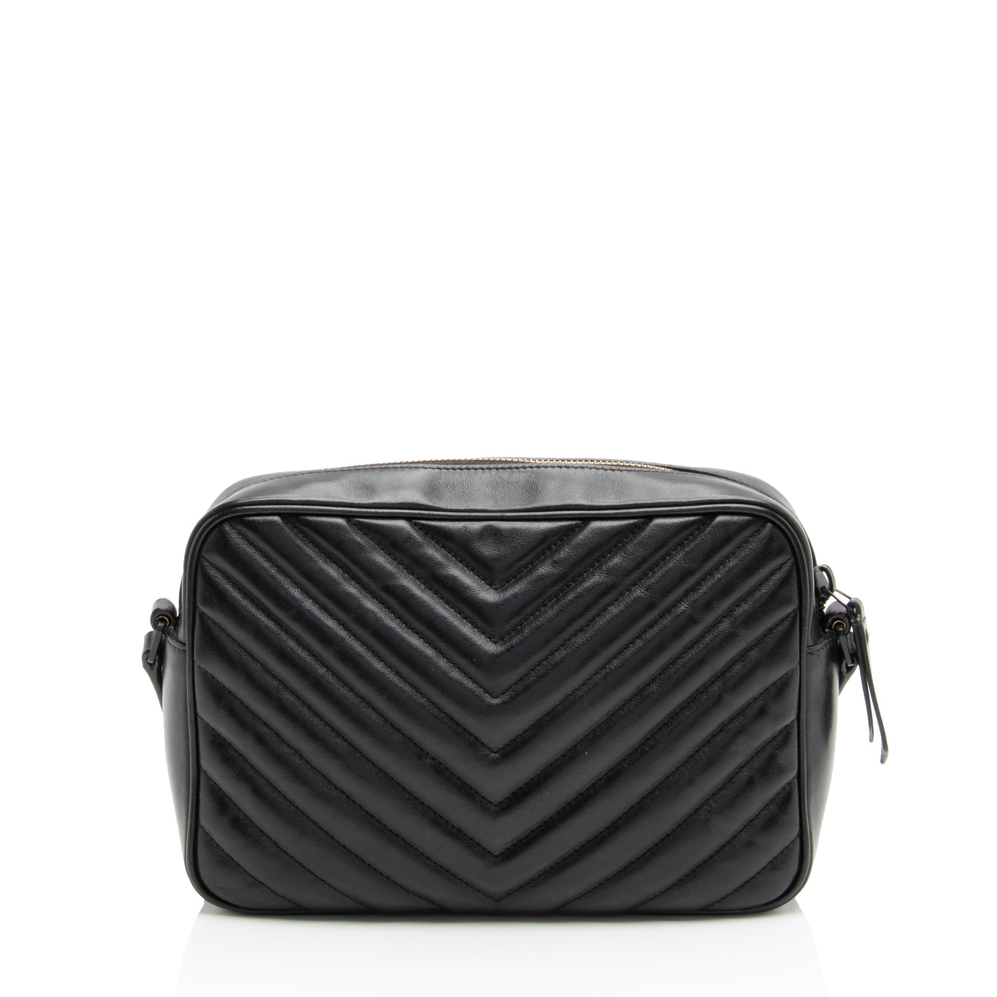 Saint Laurent Matelasse Calfskin Matte Black Monogram Lou Camera Bag (SHF-APSLqT)