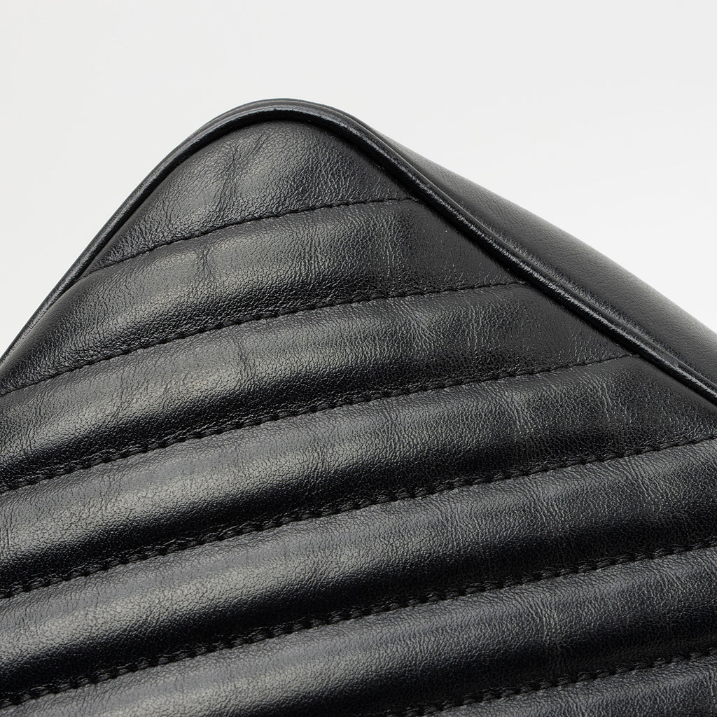Saint Laurent Matelasse Calfskin Matte Black Monogram Lou Camera Bag (SHF-APSLqT)