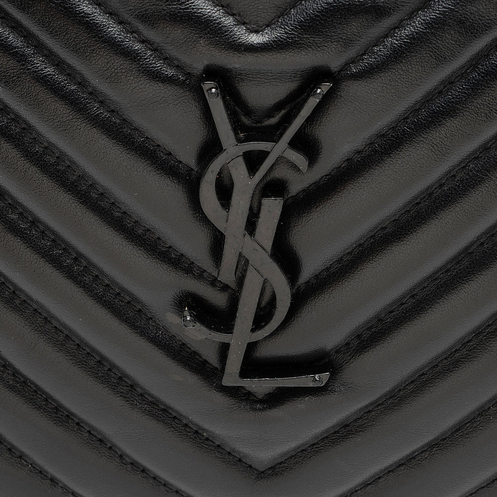 Saint Laurent Matelasse Calfskin Matte Black Monogram Lou Camera Bag (SHF-APSLqT)