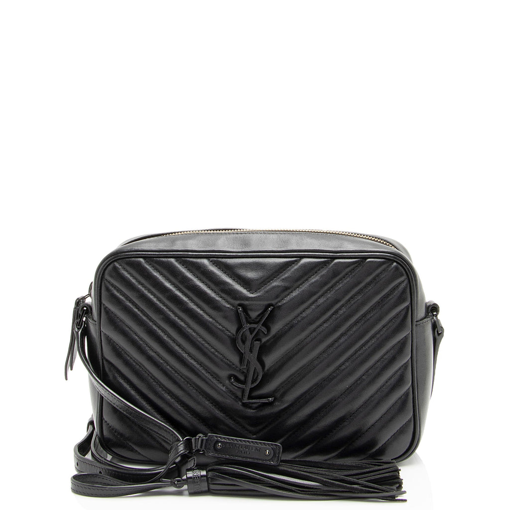 Saint Laurent Matelasse Calfskin Matte Black Monogram Lou Camera Bag (SHF-APSLqT)
