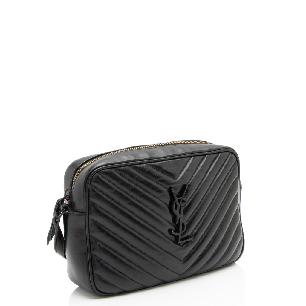 Saint Laurent Matelasse Calfskin Matte Black Monogram Lou Camera Bag (SHF-APSLqT)