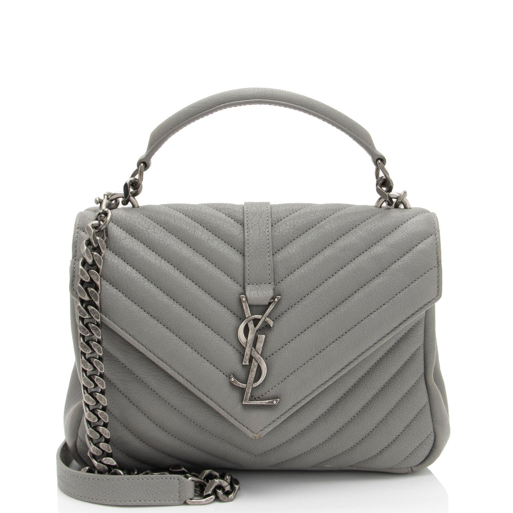 Saint Laurent Matelasse Calfskin Monogram College Medium Shoulder Bag (SHF-D2O1lS)