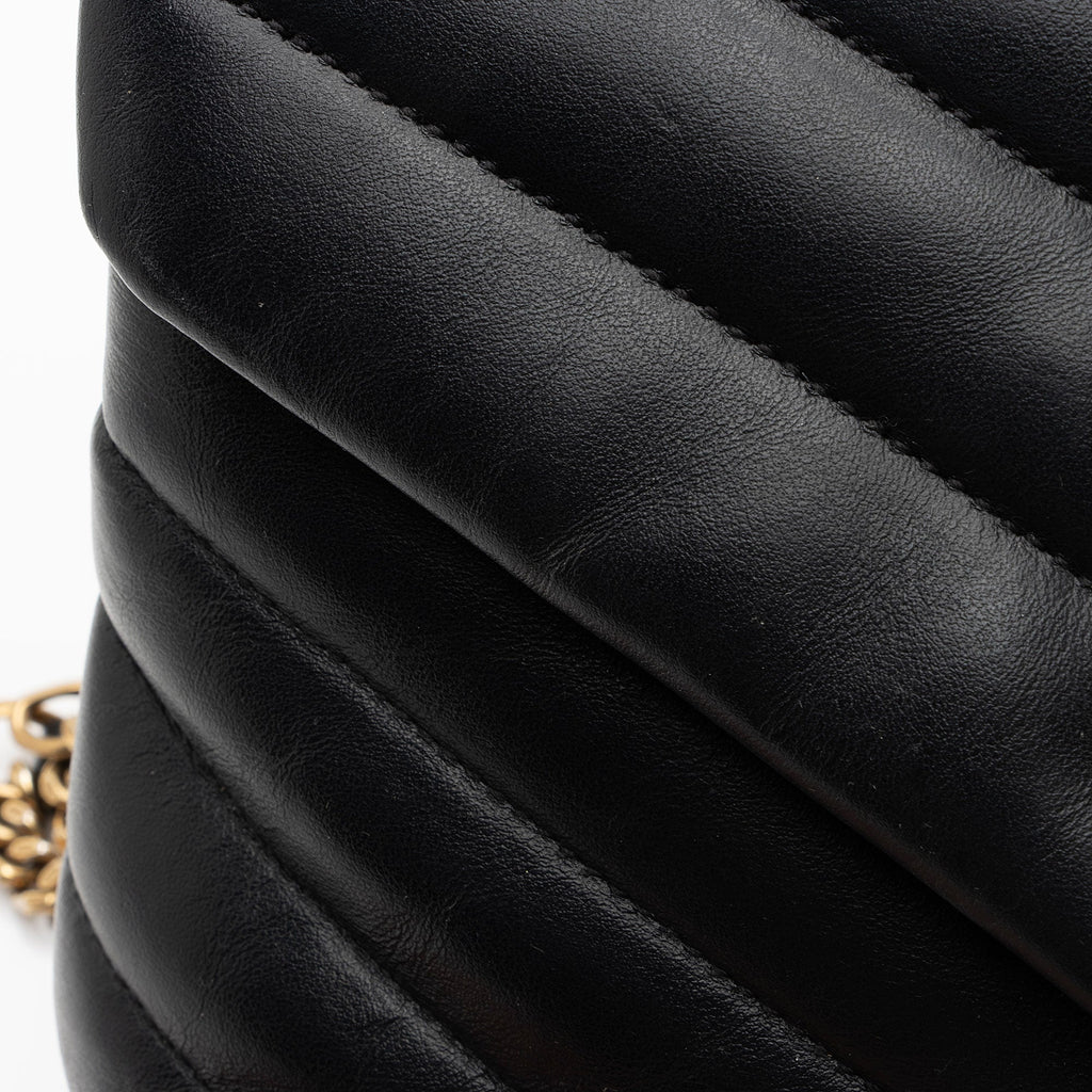 Saint Laurent Matelasse Calfskin Monogram LouLou Chain Small Crossbody Bag (SHF-s725vF)