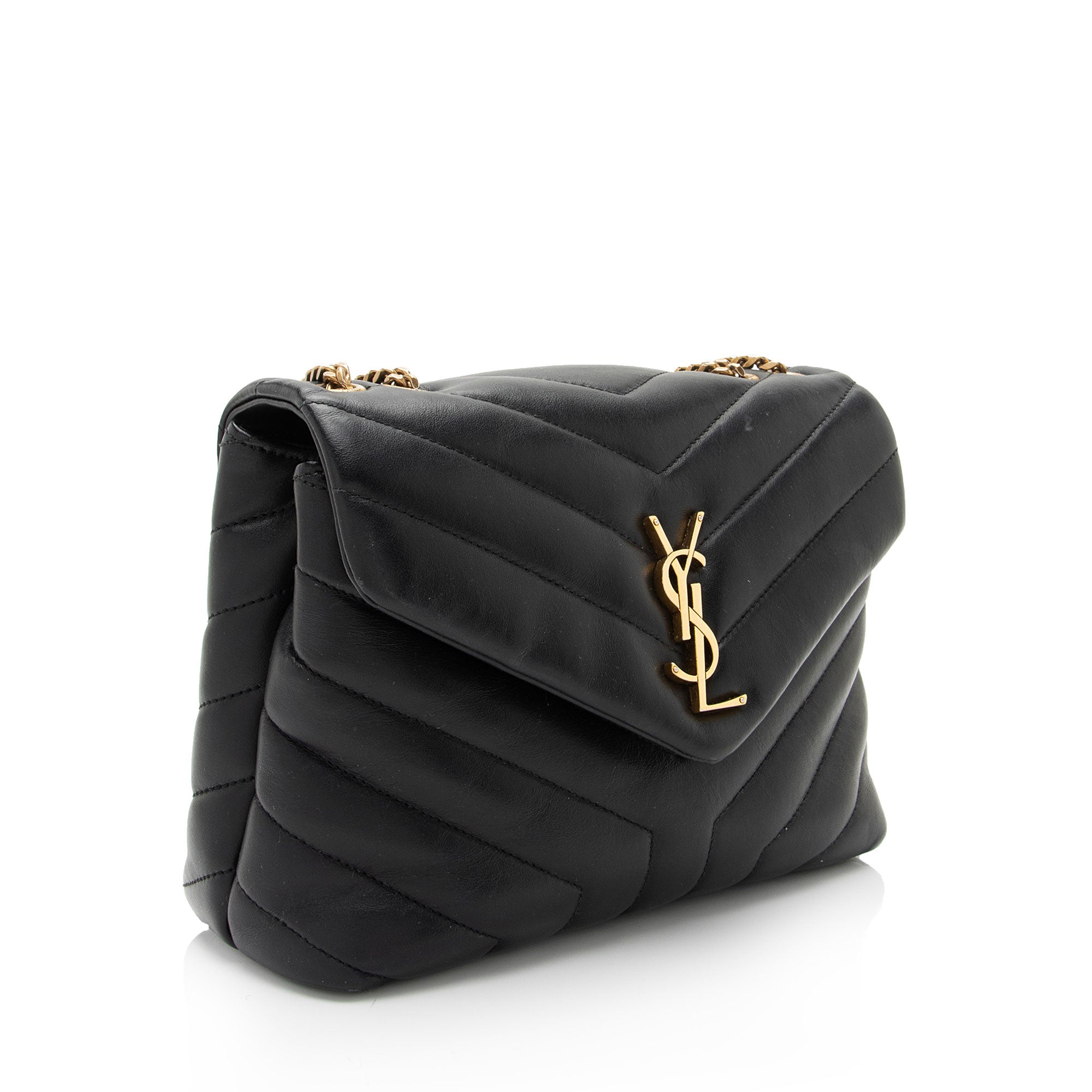 Saint Laurent Matelasse Calfskin Monogram LouLou Chain Small Crossbody Bag (SHF-s725vF)