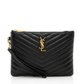 Saint Laurent Matelasse Calfskin Monogram Small Wristlet (SHF-I0dYH7)