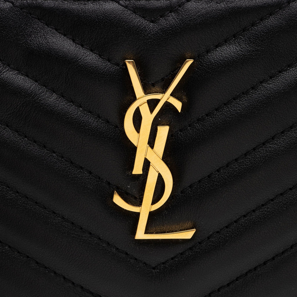 Saint Laurent Matelasse Calfskin Monogram Small Wristlet (SHF-I0dYH7)