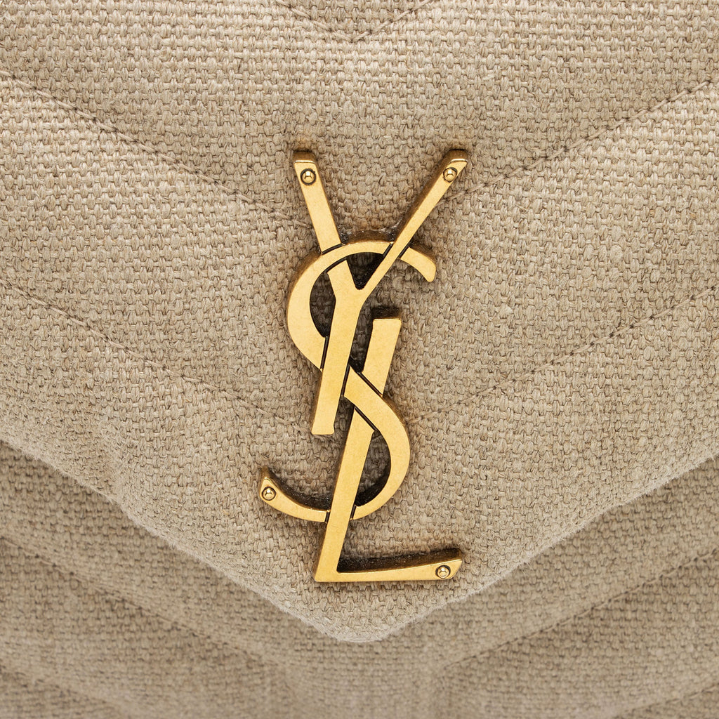 Saint Laurent Matelasse Canvas Monogram LouLou Chain Small Crossbody Bag (SHF-S2G13U)