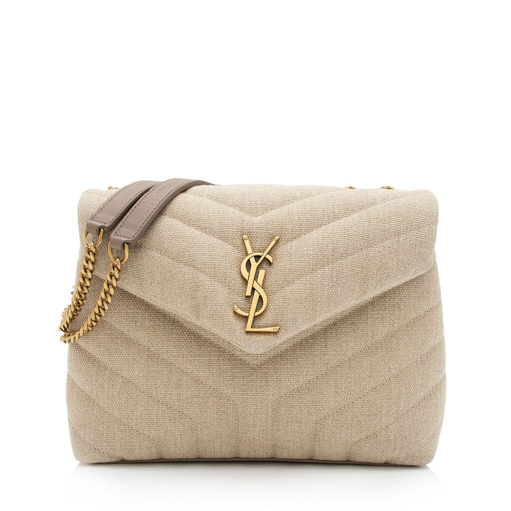 Saint Laurent Matelasse Canvas Monogram LouLou Chain Small Crossbody Bag (SHF-S2G13U)