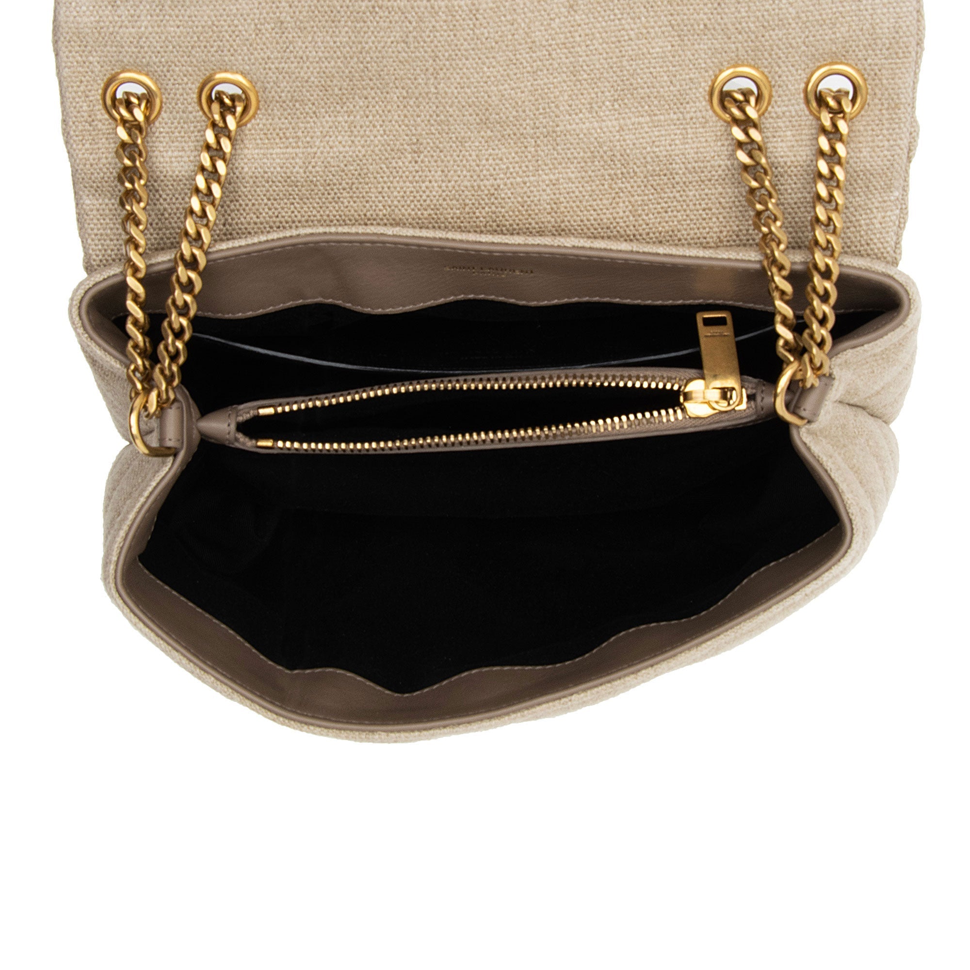 Saint Laurent Matelasse Canvas Monogram LouLou Chain Small Crossbody Bag (SHF-S2G13U)