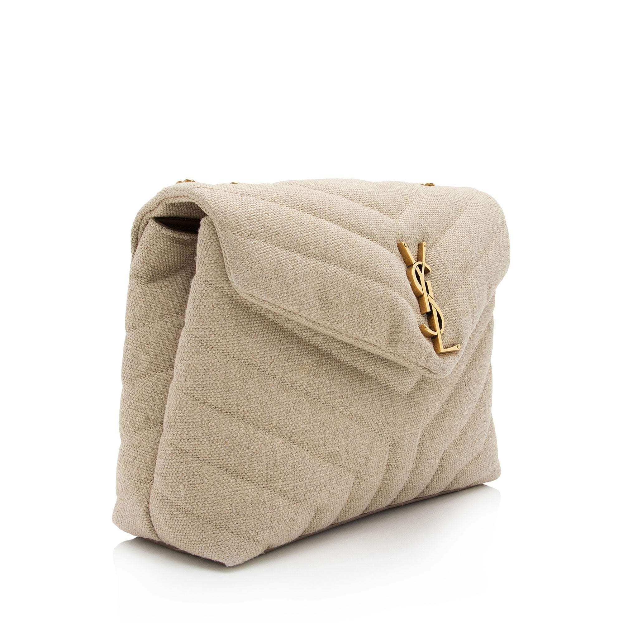 Saint Laurent Matelasse Canvas Monogram LouLou Chain Small Crossbody Bag (SHF-S2G13U)