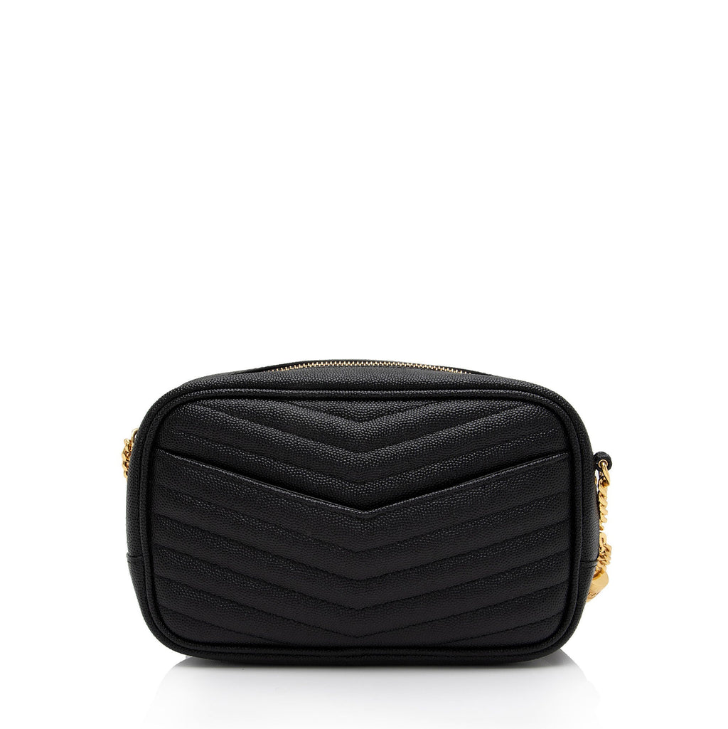 Saint Laurent Matelasse Grain de Poudre Monogram Lou Mini Camera Bag (SHF-TAc6LT)
