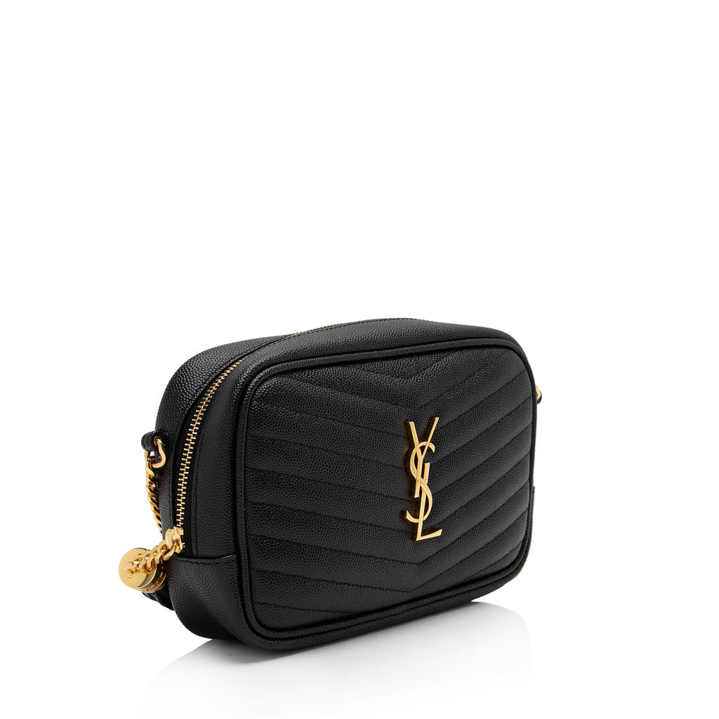 Saint Laurent Matelasse Grain de Poudre Monogram Lou Mini Camera Bag (SHF-TAc6LT)
