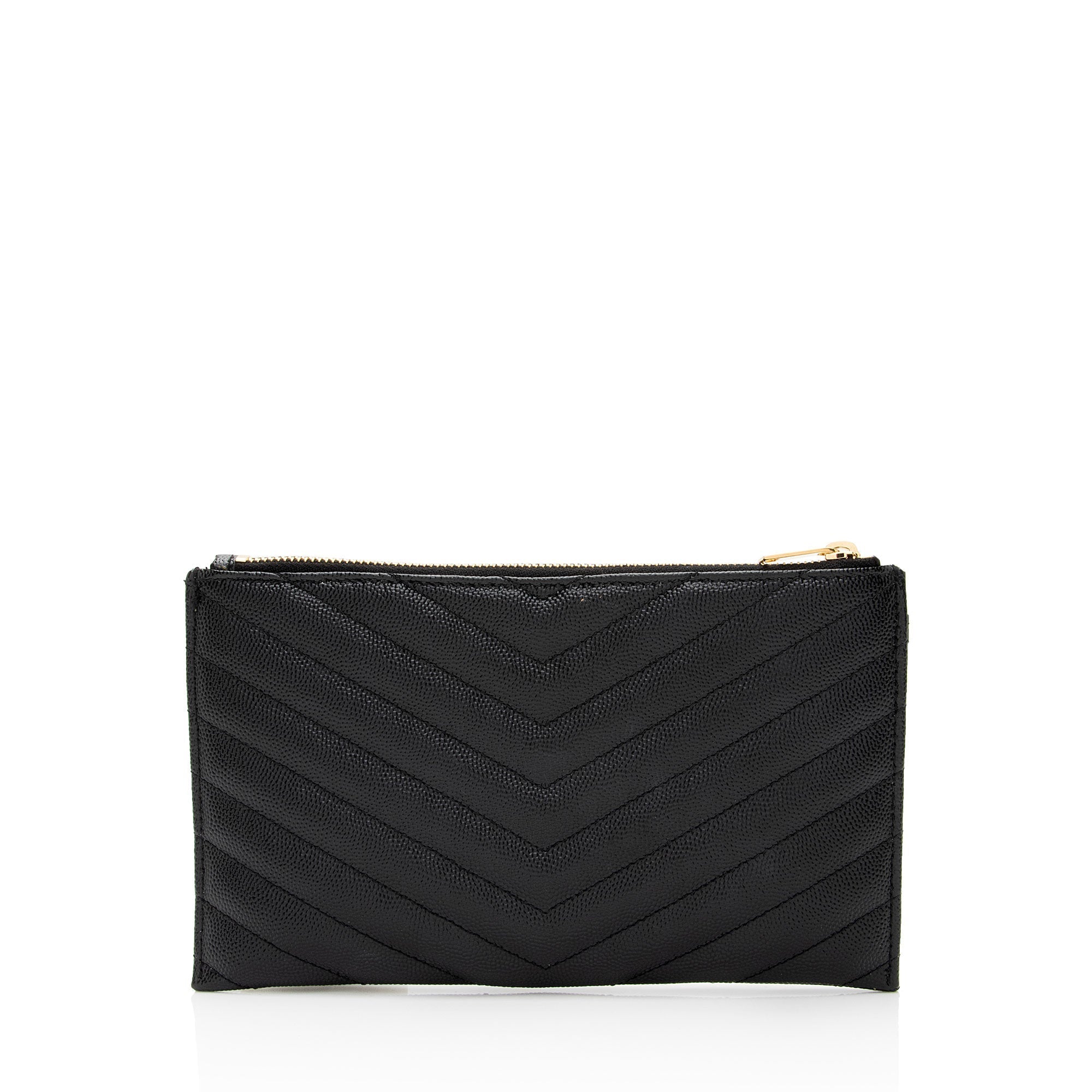 Saint Laurent Matelasse Grain de Poudre Monogram Bill Pouch (SHF-ikSGxC)