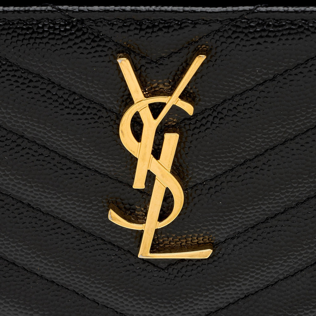 Saint Laurent Matelasse Grain de Poudre Monogram Bill Pouch (SHF-ikSGxC)