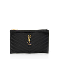 Saint Laurent Matelasse Grain de Poudre Monogram Bill Pouch (SHF-ikSGxC)