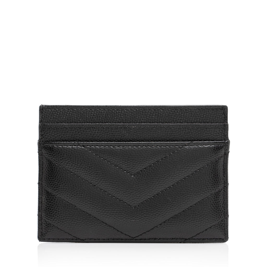Saint Laurent Matelasse Grain de Poudre Monogram Card Case (SHF-C66DmI)