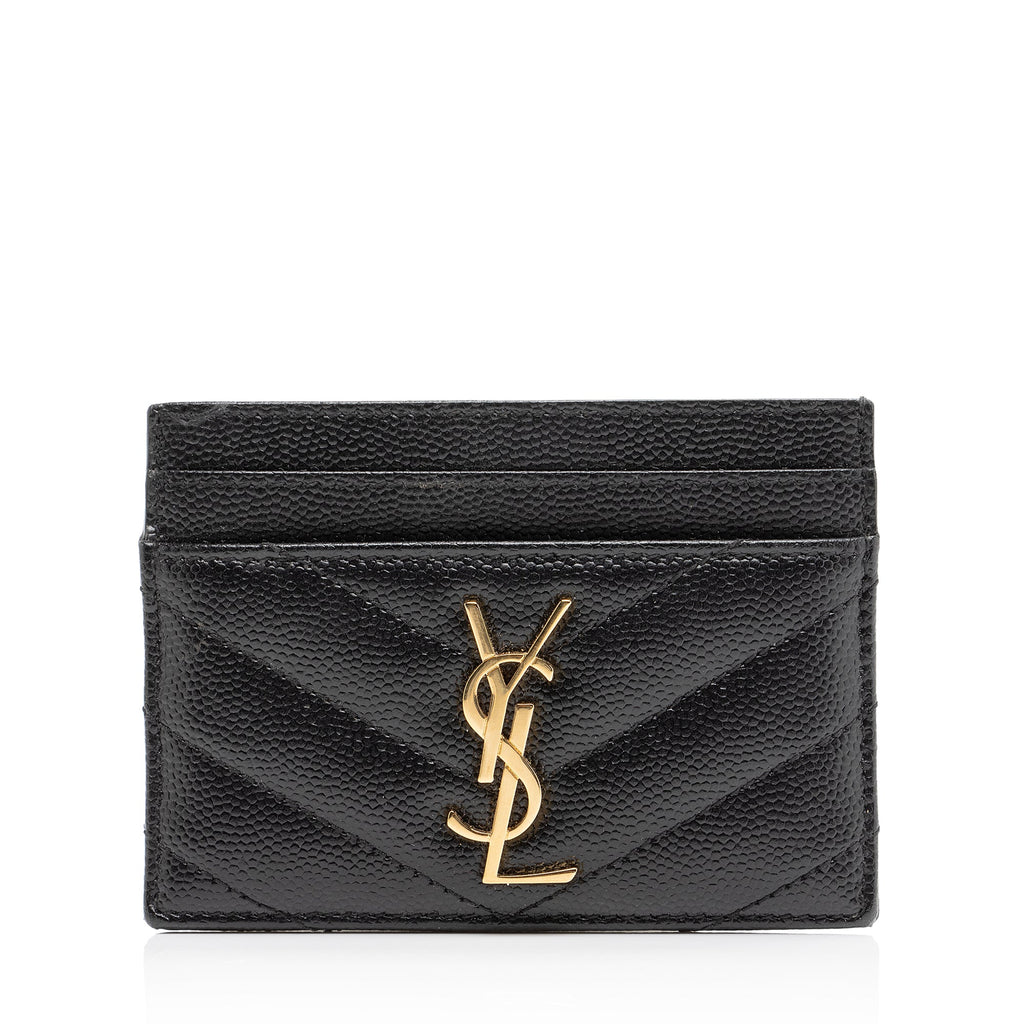Saint Laurent Matelasse Grain de Poudre Monogram Card Case (SHF-C66DmI)