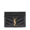 Saint Laurent Matelasse Grain de Poudre Monogram Card Case (SHF-C66DmI)