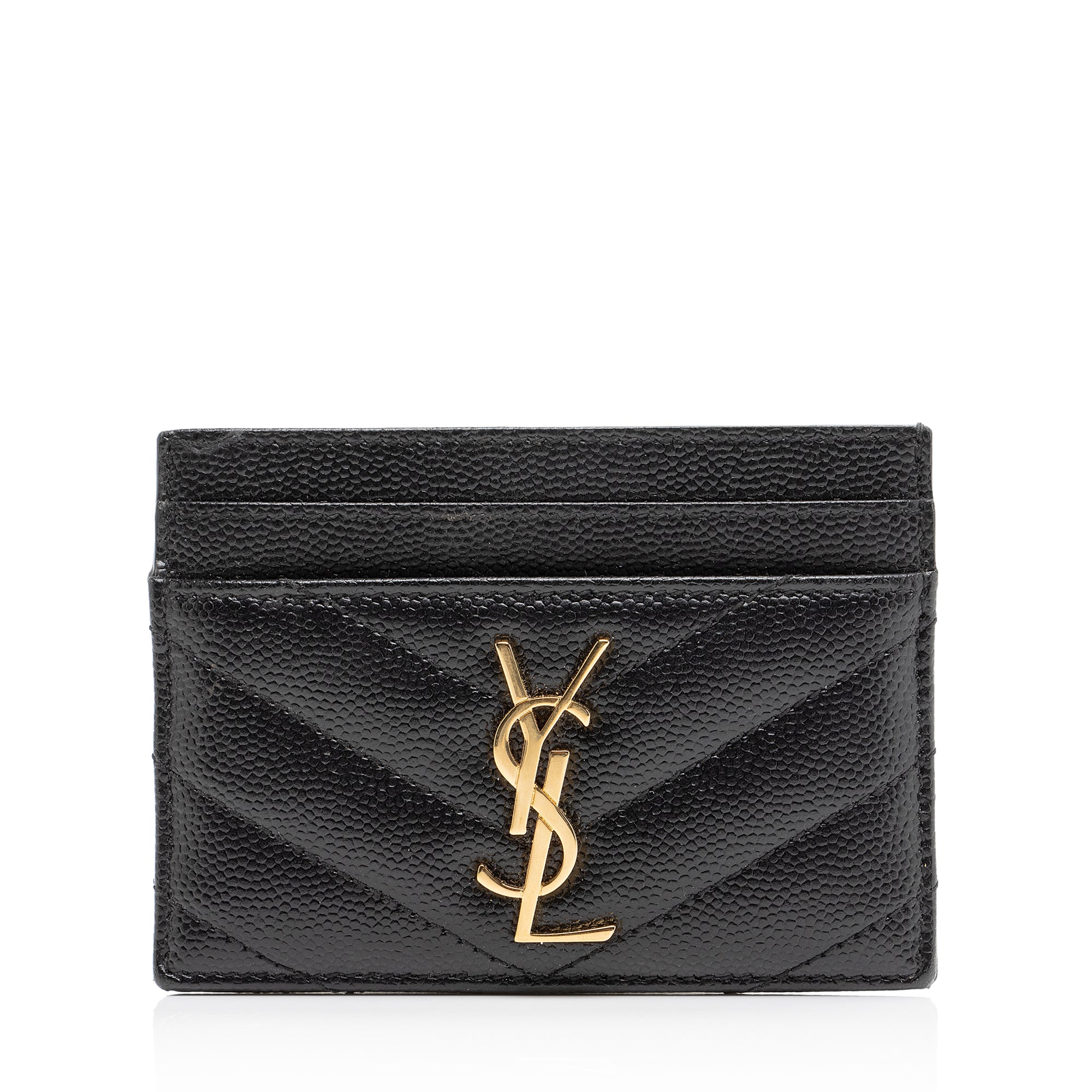 Saint Laurent Matelasse Grain de Poudre Monogram Card Case (SHF-C66DmI)
