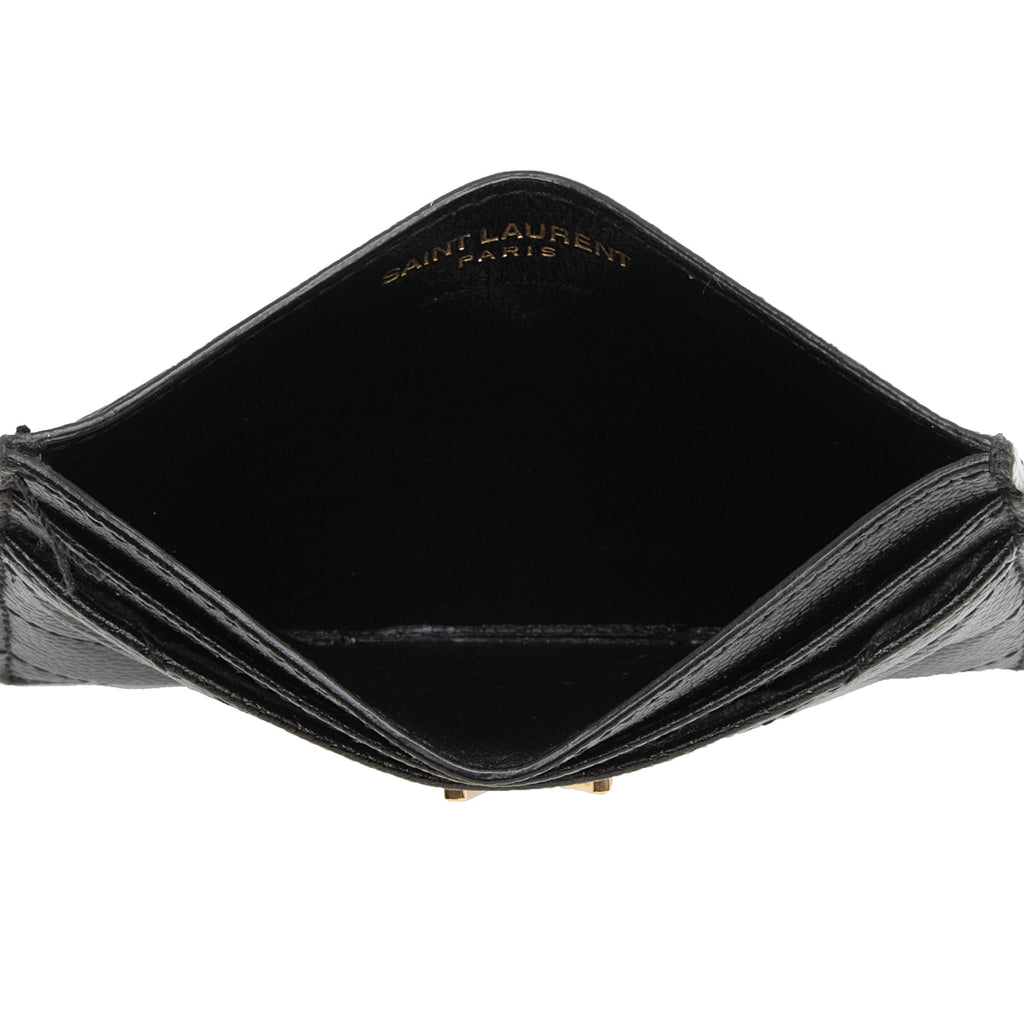 Saint Laurent Matelasse Grain de Poudre Monogram Card Case (SHF-C66DmI)
