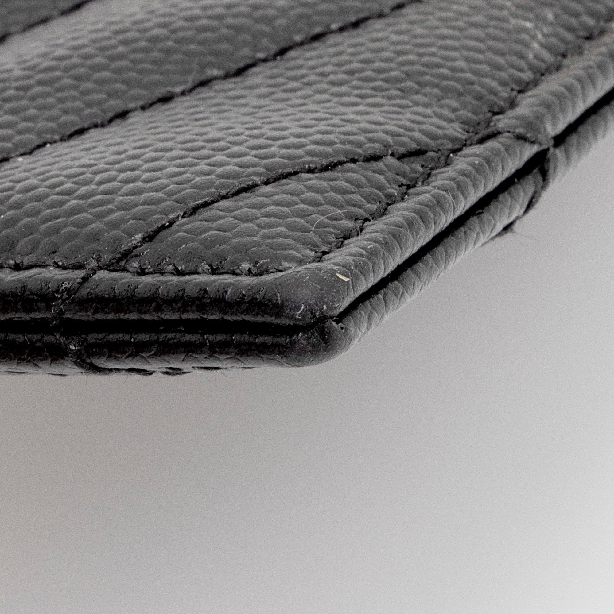 Saint Laurent Matelasse Grain de Poudre Monogram Card Case (SHF-6ioPjj)