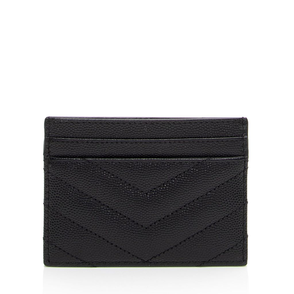 Saint Laurent Matelasse Grain de Poudre Monogram Card Case (SHF-f11Wsk)